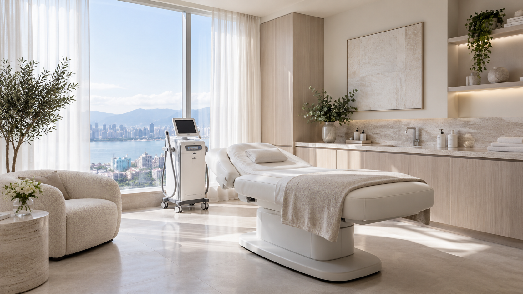 Ambiente sofisticado de uma clínica de estética